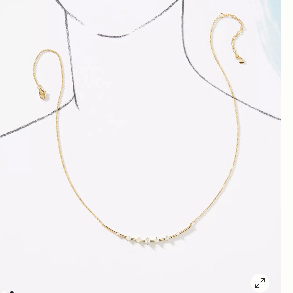 Anthropologie Gold Necklace with Clear Accents